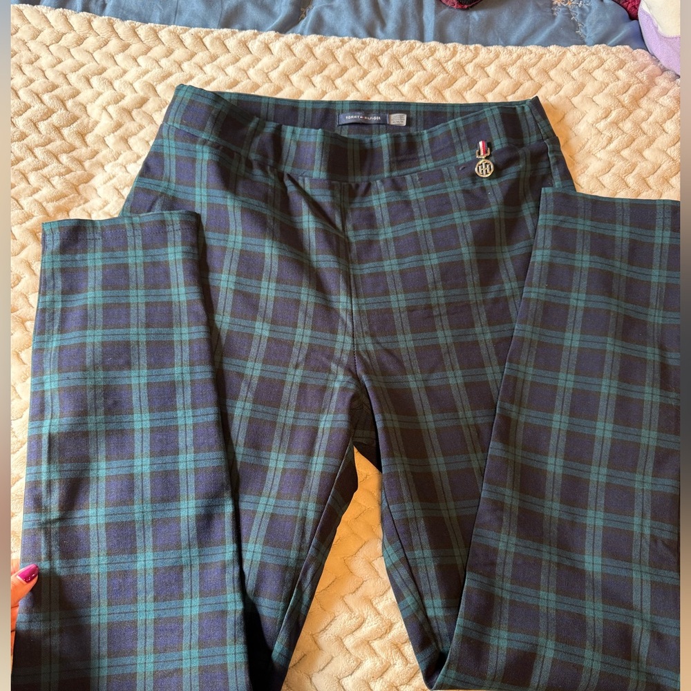Tommy Hilfiger Women’s Plaid Pants Navy and Green